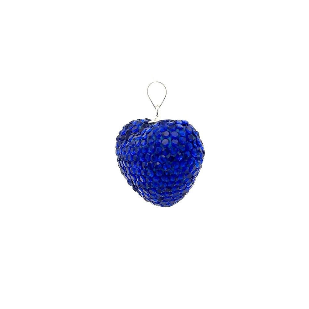925 Sterling Silver Pendant Crystals Large Blue Heart - Picture 3 of 5